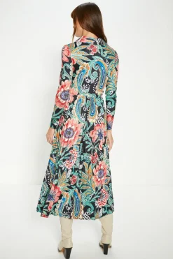 Online Oasis Paisley Zip Front Pleated Slinky Jersey Dress Multi