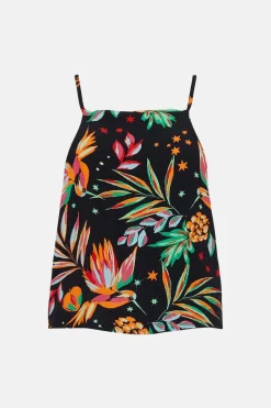 Fashion Oasis Palm Printed Co Ord Strappy Top Black