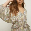 Clearance Oasis Pastel Paisley Dobby Chiffon Ruffle Midi Dres Multi