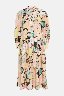 Discount Oasis Pastel Swirl Printed Midi Shirt Dress Multi