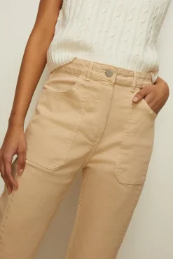 Hot Oasis Patch Pocket Barrel Leg Jean Ecru