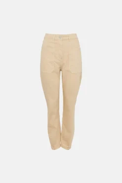 Hot Oasis Patch Pocket Barrel Leg Jean Ecru
