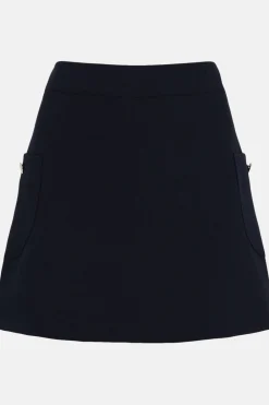 Online Oasis Patch Pocket Button Detail Mini Skirt Navy