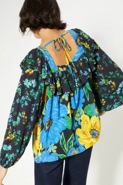 Fashion Oasis Patch Print Bold Floral Blouse Multi