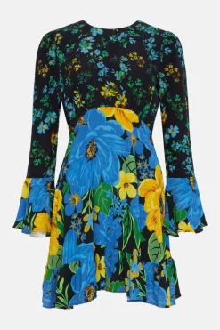 Online Oasis Patch Print Bold Floral Mini Dress Multi