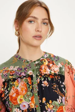 Best Oasis Patched Cotton Poplin Blouse Multi