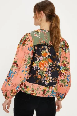 Best Oasis Patched Cotton Poplin Blouse Multi
