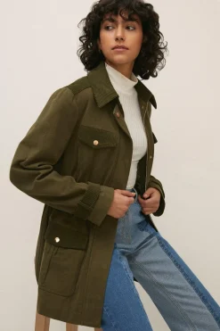 Online Oasis Patched Pocket Coat Khaki