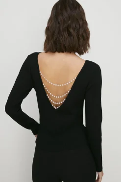 Discount Oasis Pearl Back Detail Jumper Fuchsia