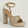 Hot Oasis Peep Toe Platform Sandals Gold