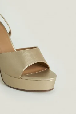 Hot Oasis Peep Toe Platform Sandals Gold