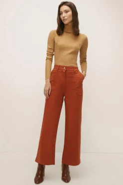 New Oasis Petite Adeline Cropped Wide Leg Jean Rust