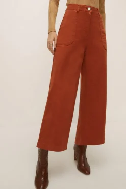 New Oasis Petite Adeline Cropped Wide Leg Jean Rust