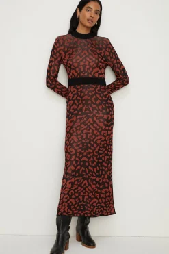 Clearance Oasis Petite Animal Jacquard Open Back Midaxi Multi