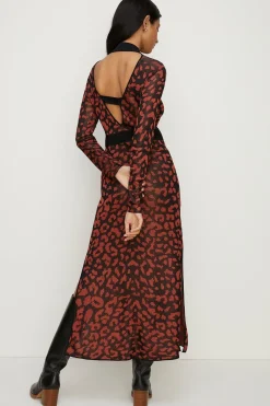 Clearance Oasis Petite Animal Jacquard Open Back Midaxi Multi