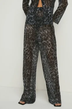 Online Oasis Petite Animal Shimmer Pleated Trouser Co-Ord Metallic Silver