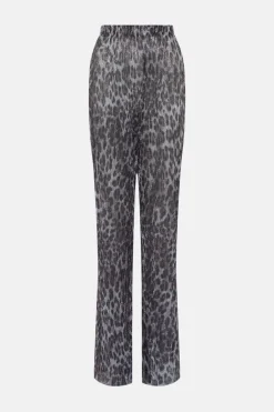 Online Oasis Petite Animal Shimmer Pleated Trouser Co-Ord Metallic Silver