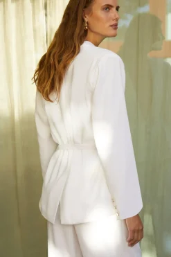 Best Oasis Petite Belted Tailored Jacket Ivory