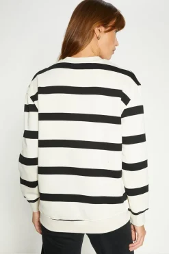 Fashion Oasis Petite Boxy Sweatshirt Stripe