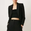 Hot Oasis Petite Boyfriend Tailored Stretch Blazer Black