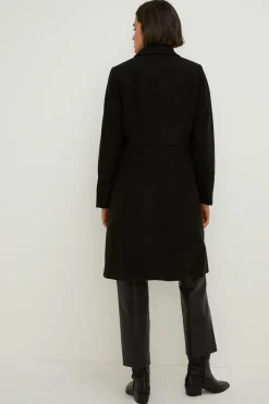 Online Oasis Petite Button Detail Dolly Coat Black