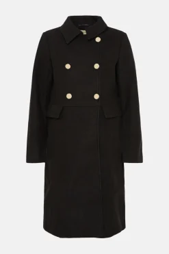 Online Oasis Petite Button Detail Dolly Coat Black