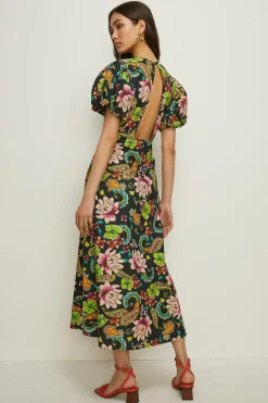 Online Oasis Petite Carnival Printed Puff Sleeve Dress Floral
