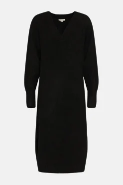 Online Oasis Petite Cosy V Neck Knitted Midi Dress Black