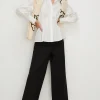 Fashion Oasis Petite Cotton Sateen High Waist Wide Leg Black