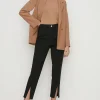 Hot Oasis Petite Cotton Sateen Split Front Trouser Black