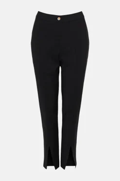 Hot Oasis Petite Cotton Sateen Split Front Trouser Black