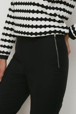 Best Oasis Petite Cotton Sateen Zip Side Crop Trouser Black