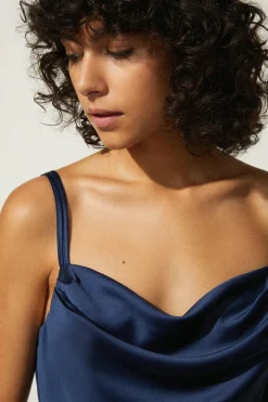Best Oasis Petite Cowl Double Strap Midi Dress Navy