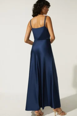 Best Oasis Petite Cowl Double Strap Midi Dress Navy
