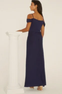 Best Oasis Petite Cowl Satin Bias Midaxi Dress Navy