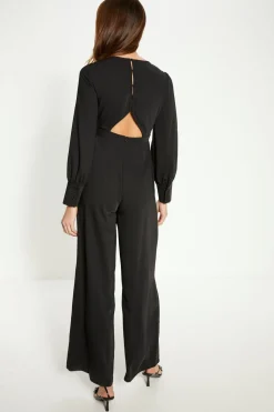 Sale Oasis Petite Crepe Empire Seam Detail Jumpsuit Black