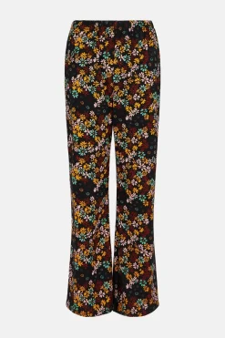 Fashion Oasis Petite Daisy Print Wide Leg Crinkle Trouser Multi