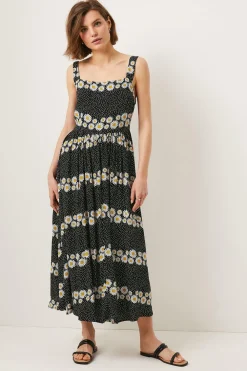 Outlet Oasis Petite Daisy Stripe Printed Pinny Strap Dress Floral