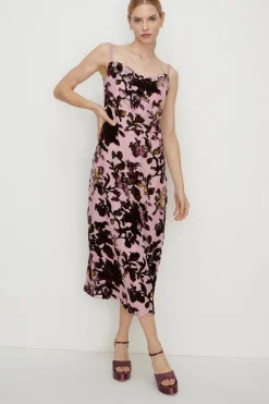 Fashion Oasis Petite Devore Cami Cowl Neck Midi Dress Nude