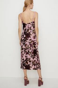 Fashion Oasis Petite Devore Cami Cowl Neck Midi Dress Nude