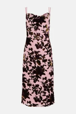 Fashion Oasis Petite Devore Cami Cowl Neck Midi Dress Nude