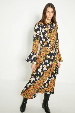 Hot Oasis Petite Diagonal Floral Midi Dress Multi