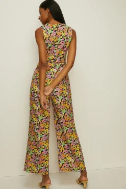 Fashion Oasis Petite Ditsy Floral Scuba Keyhole Jumpsuit Multi
