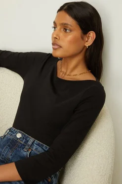 Sale Oasis Petite Essential Cotton Slash Neck Jersey Top White