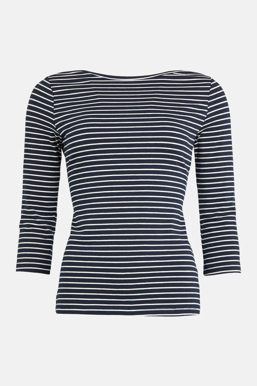 Sale Oasis Petite Essential Stripe Cotton Slash Neck Top Navy