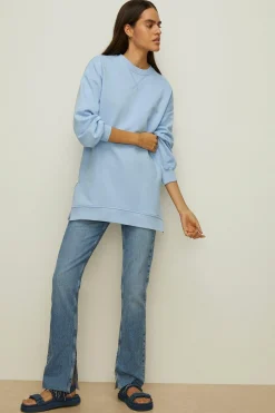 Online Oasis Petite Essential Tunic Sweat With Side Zips Blue