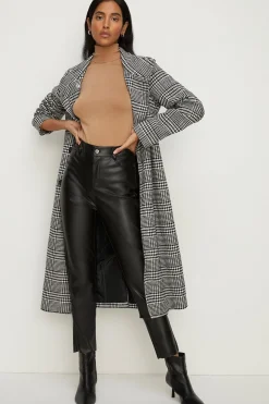 Sale Oasis Petite Faux Leather Skinny Leg Trouser Black