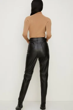 Sale Oasis Petite Faux Leather Skinny Leg Trouser Black