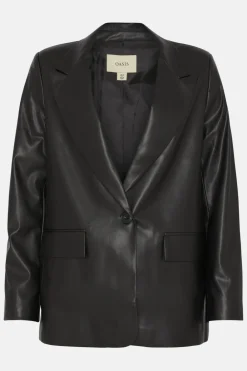 Clearance Oasis Petite Faux Leather Tailored Blazer Black