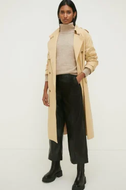 Hot Oasis Petite Faux Leather Wide Leg Trouser Black